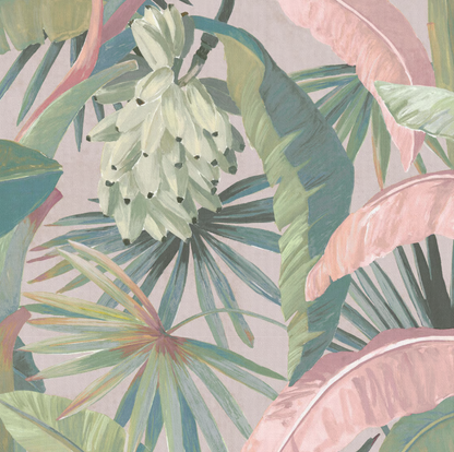 Pink Tropical Banana Leaf Wallpaper