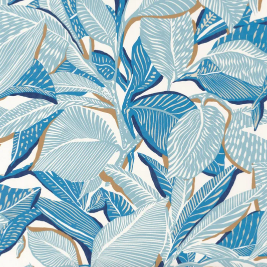 Blue Mediterranean Leaf Wallpaper