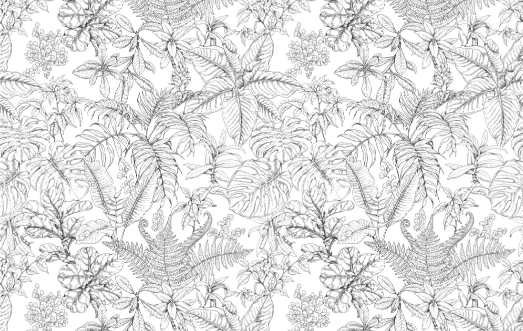 Tropical Plants Pattern Wallpaper Mural