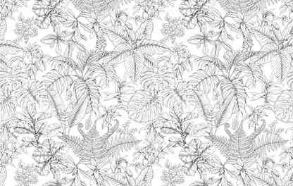 Tropical Plants Pattern Wallpaper Mural